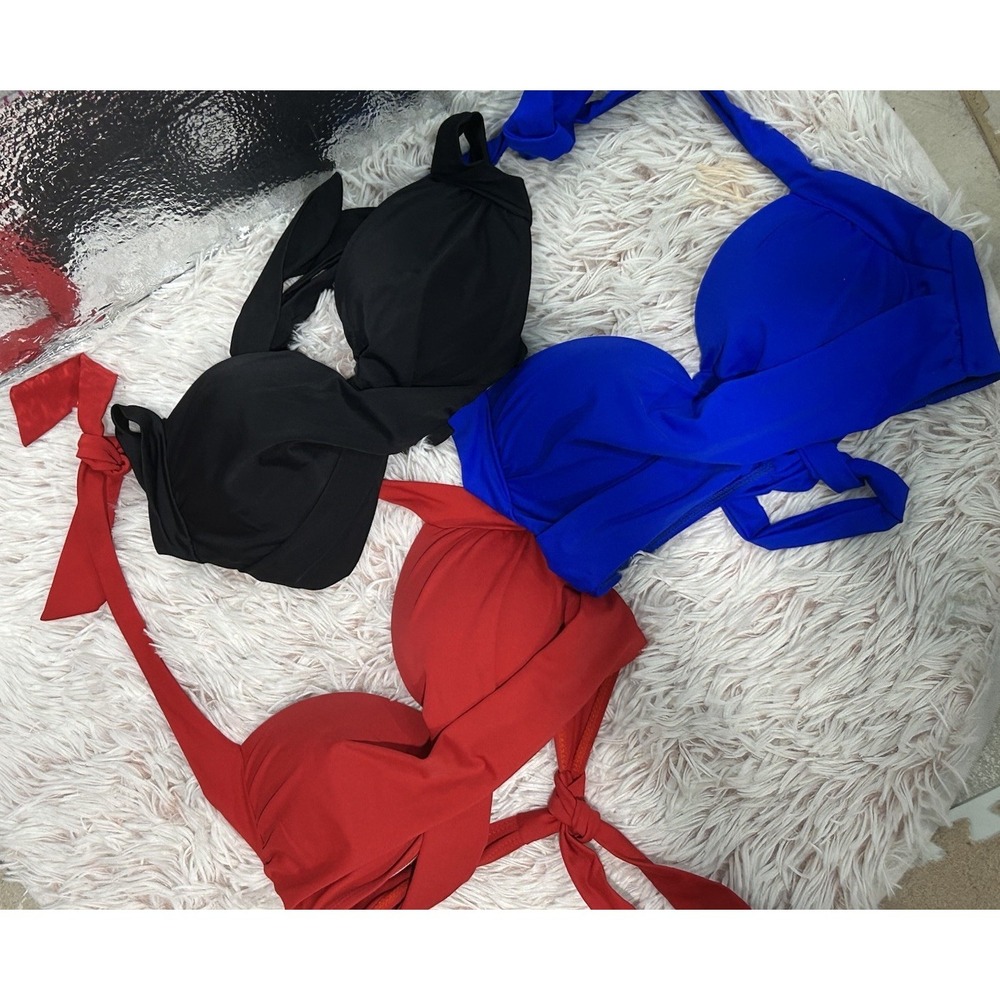 Womens Bikini Lot of 3 Size medium Black Red Royal Blue Halter Strap‎ Pool Beach